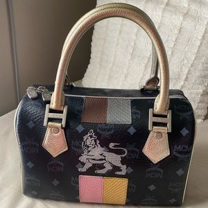 MCM Visetos Lion Princess Boston Bag